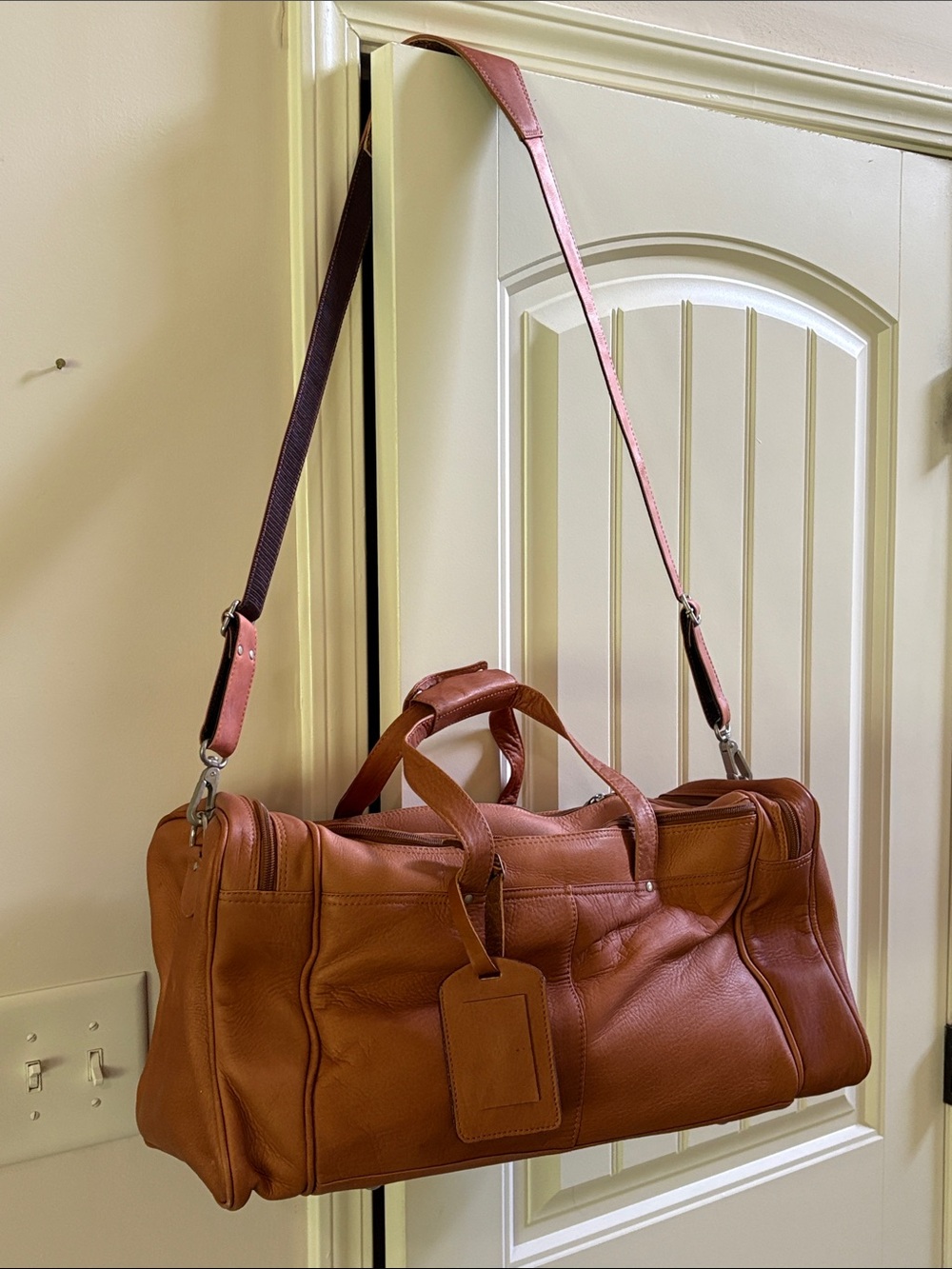 Tan Leather Duffle Bag - Travel Weekender - Picture 9 of 14